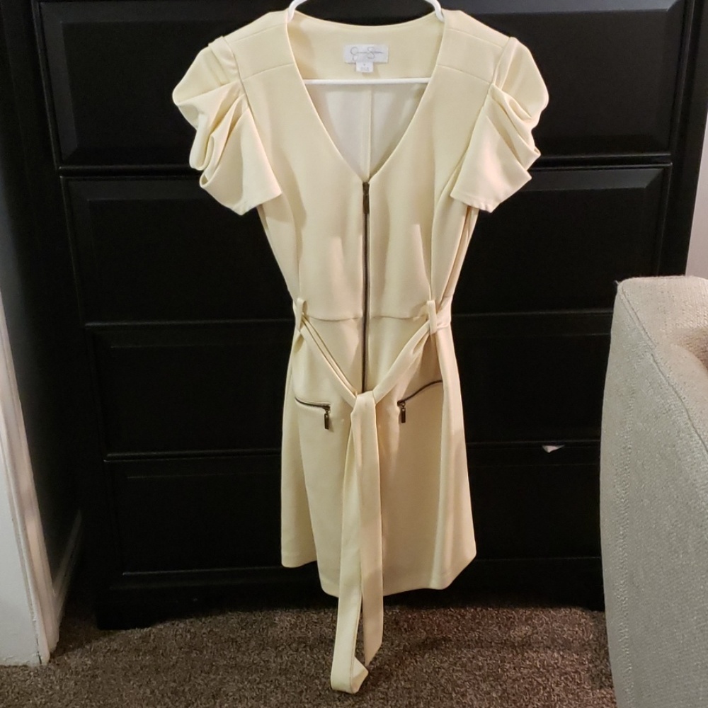 Cream zipper dress